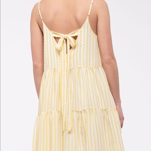 Striped Yellow Tier Summer Dress - Picture 2 of 3